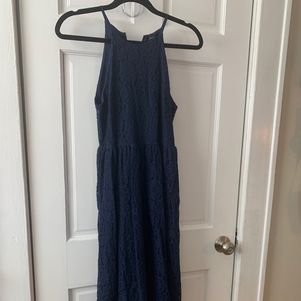 NWT floral lace navy sleeveless dress